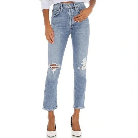 Agolde Denim - Agolde Riley High Rise Straight Crop in Whiplash 29